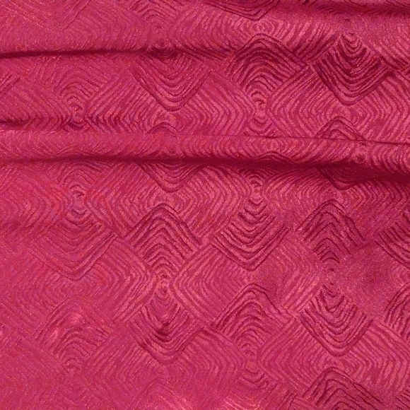 Vintage Richard Evans Button Front Blouse Size 12 w/Scarf Red Silky Geo Pattern - Picture 7 of 7